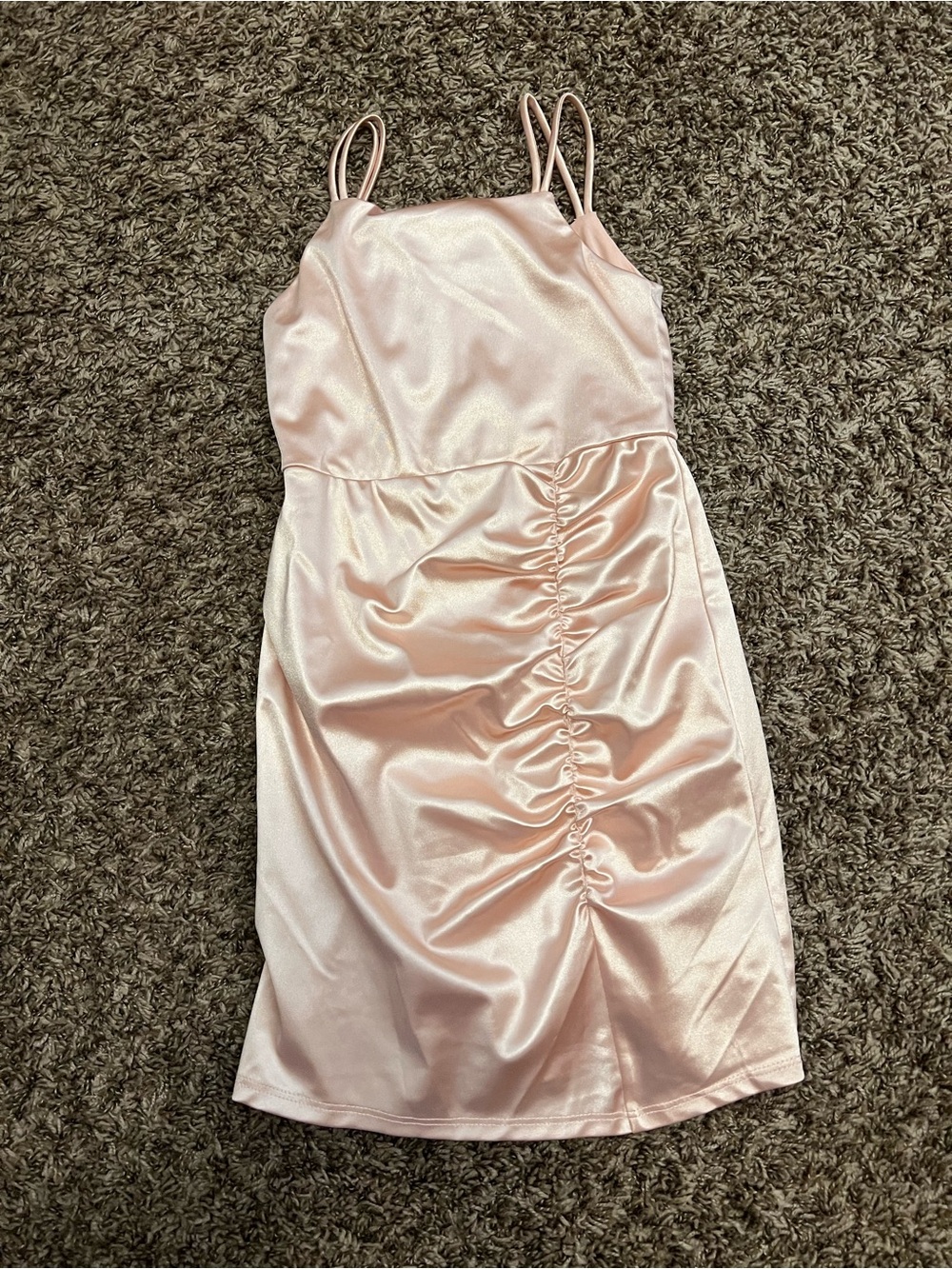 Zaful Pink Satin Ruched Spaghetti Strap Dress for Kids